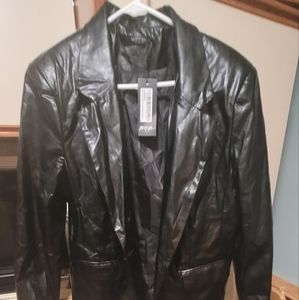 Premium Real Leather Oversized Blazer